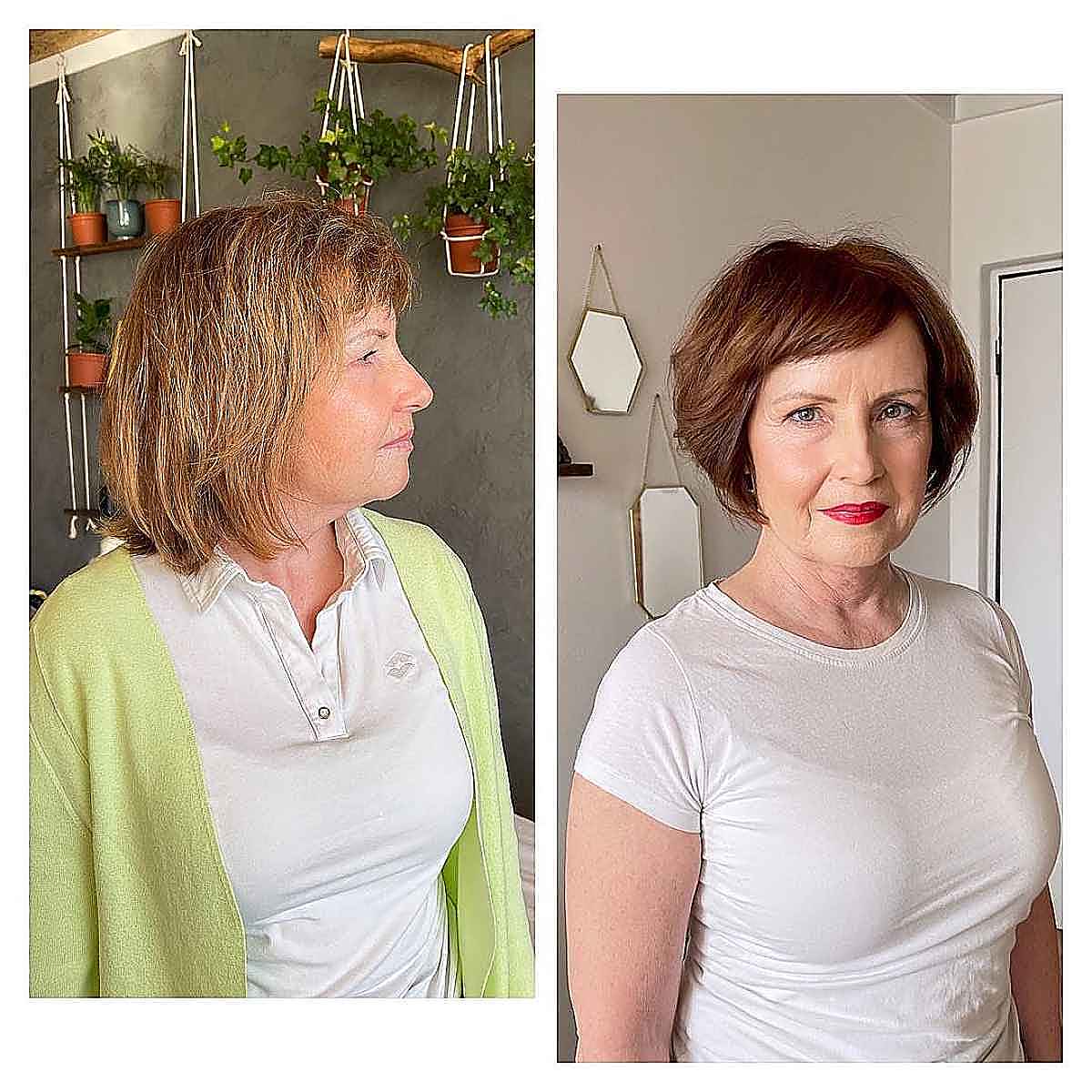 short bob with side swept bangs for 60 year olds