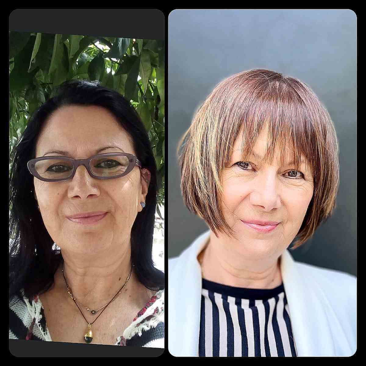 short bob with wispy fringe for women 60 and over with fine hair