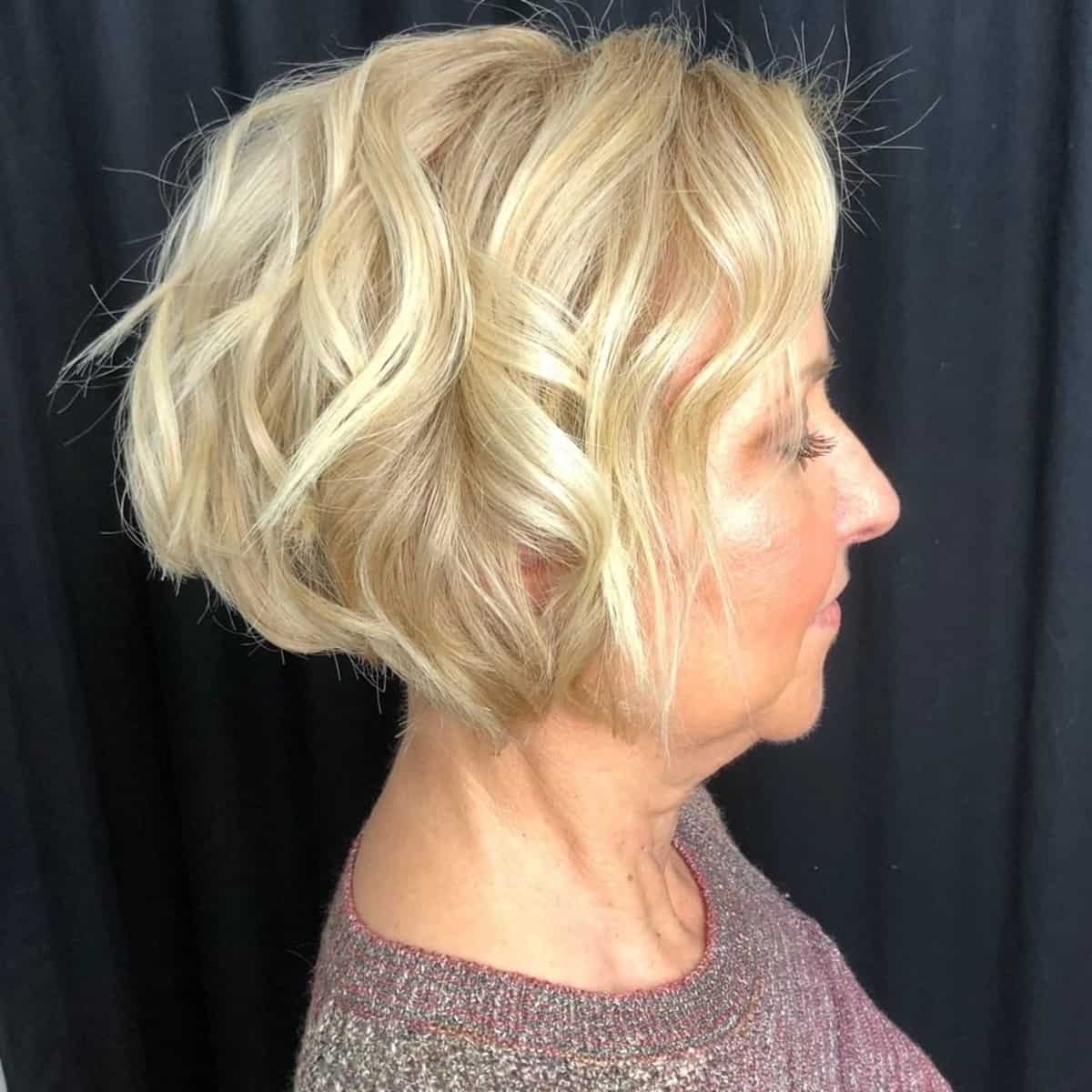short shag with beach waves for older women over 60