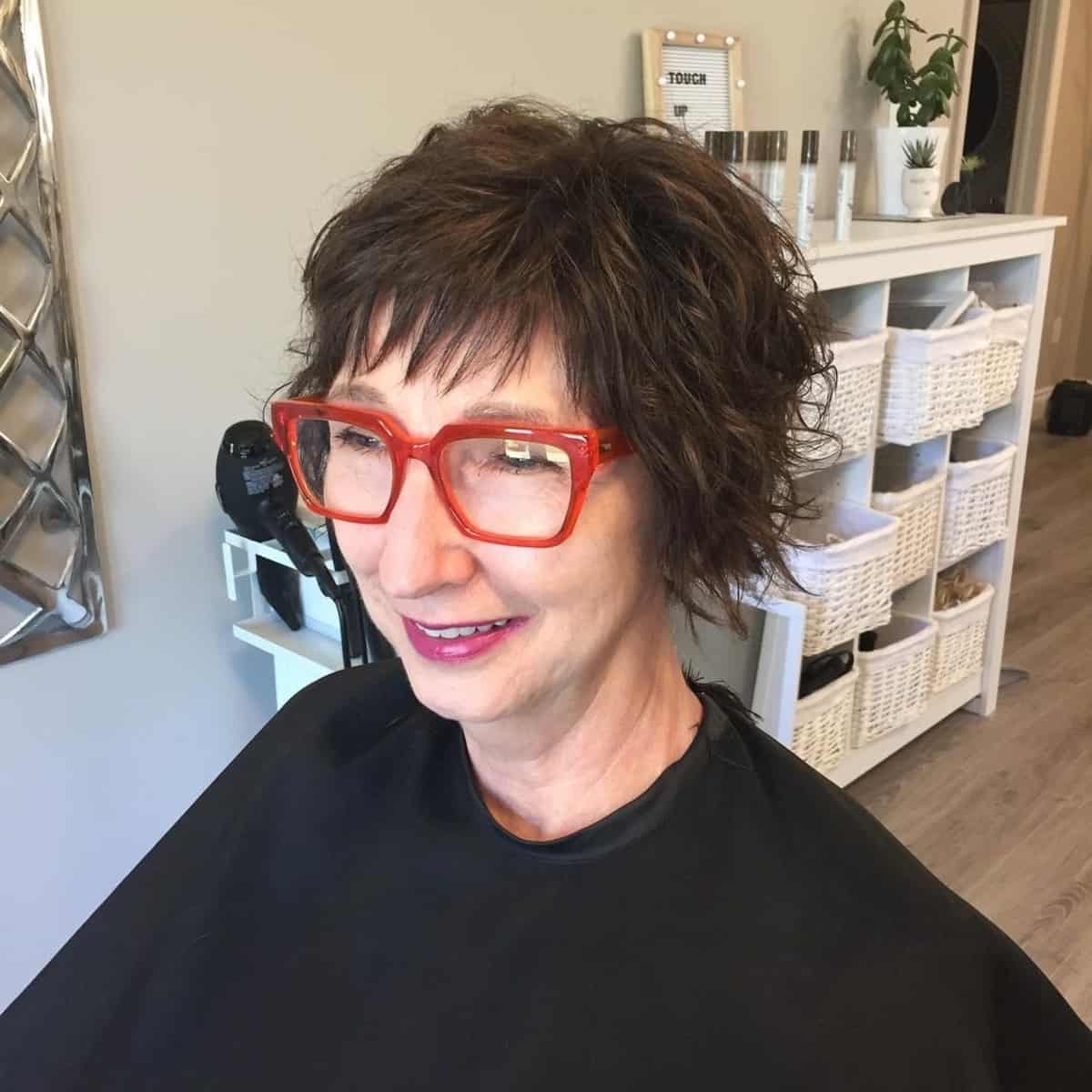short shag with razored layers for older women