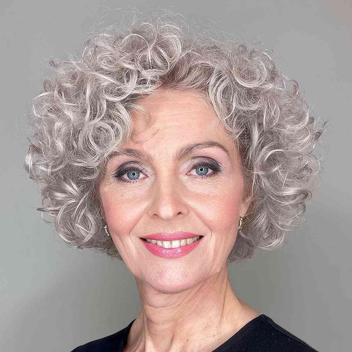 short silver curls for ladies over sixty