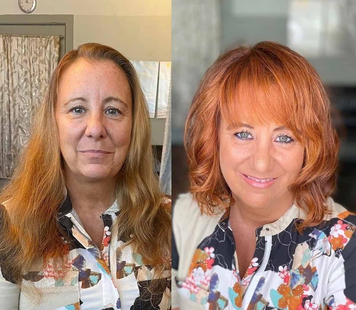 shoulder length bob with bangs for women over 60 1
