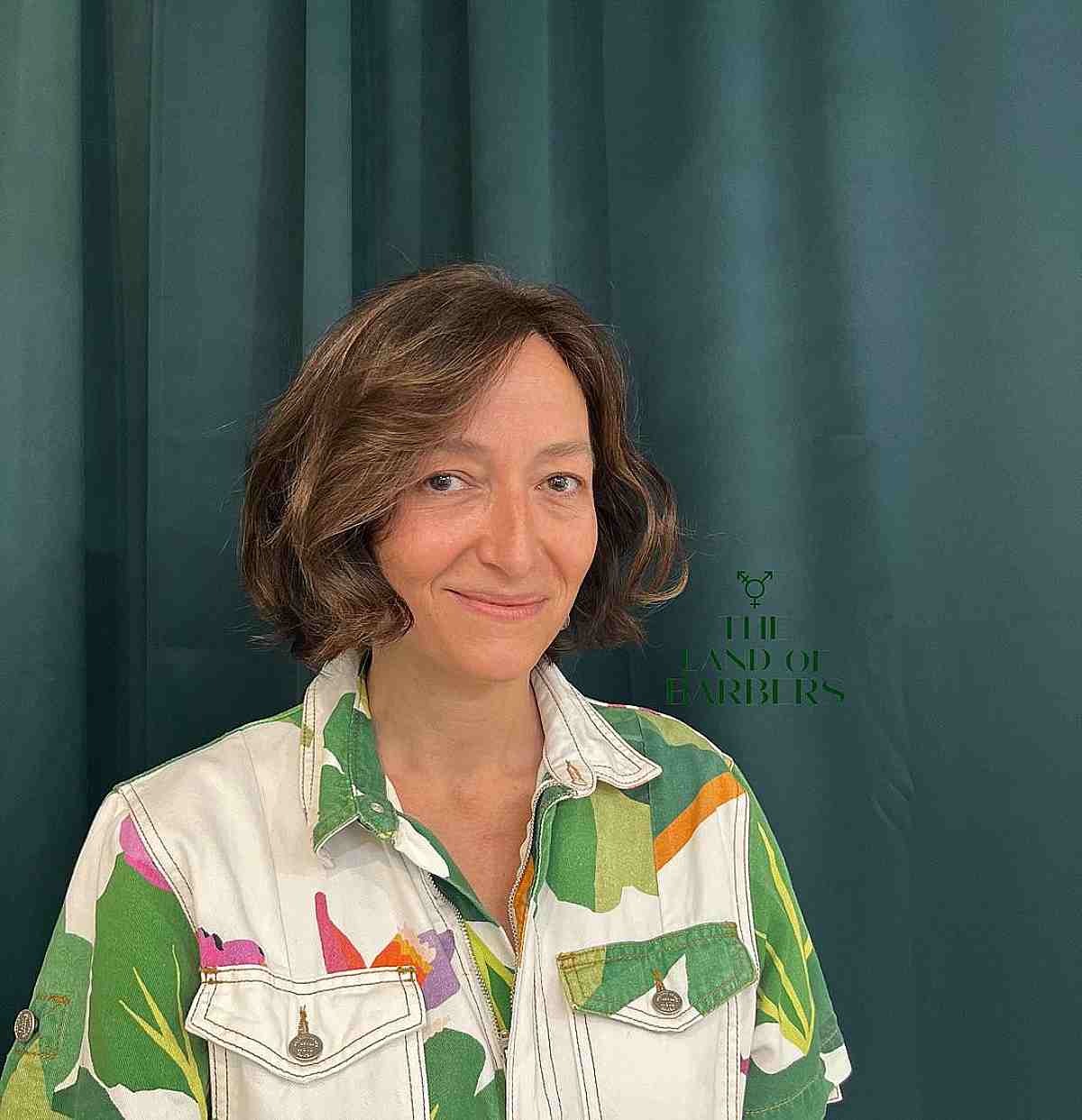 side parted fluffy layered bob for women over 40