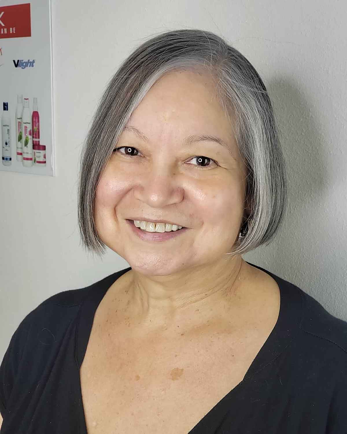 sleek bob for women over 60 with thinner hair