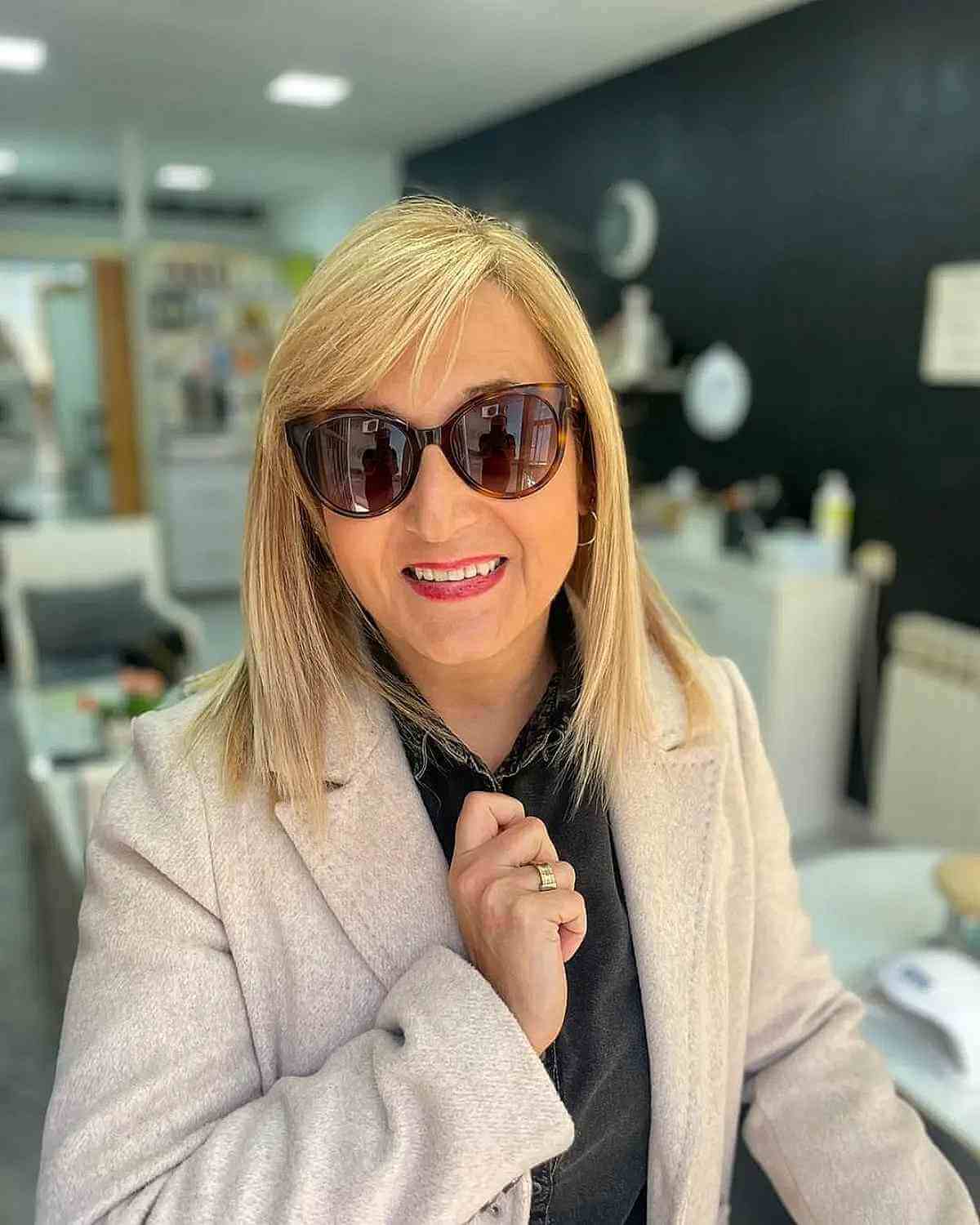 stylish lob for 60 year olds with straight hair