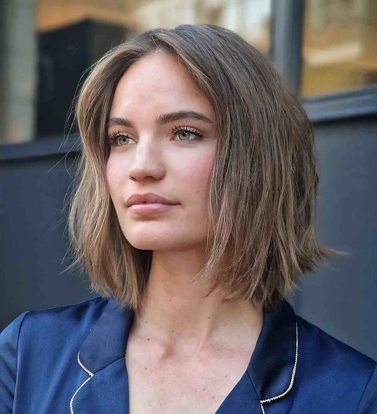 sun kissed choppy lob haircut