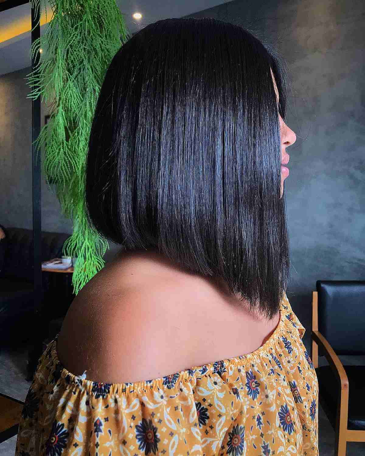 trendy long inverted bob cut
