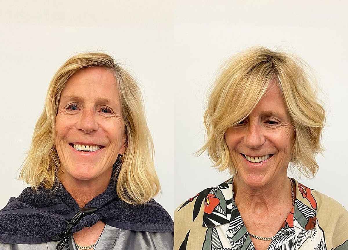 wavy bob for mature women over 60