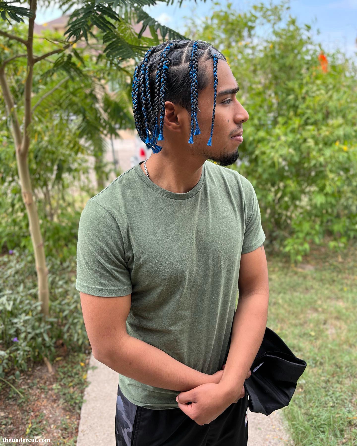 Blue Mens Braided Hair