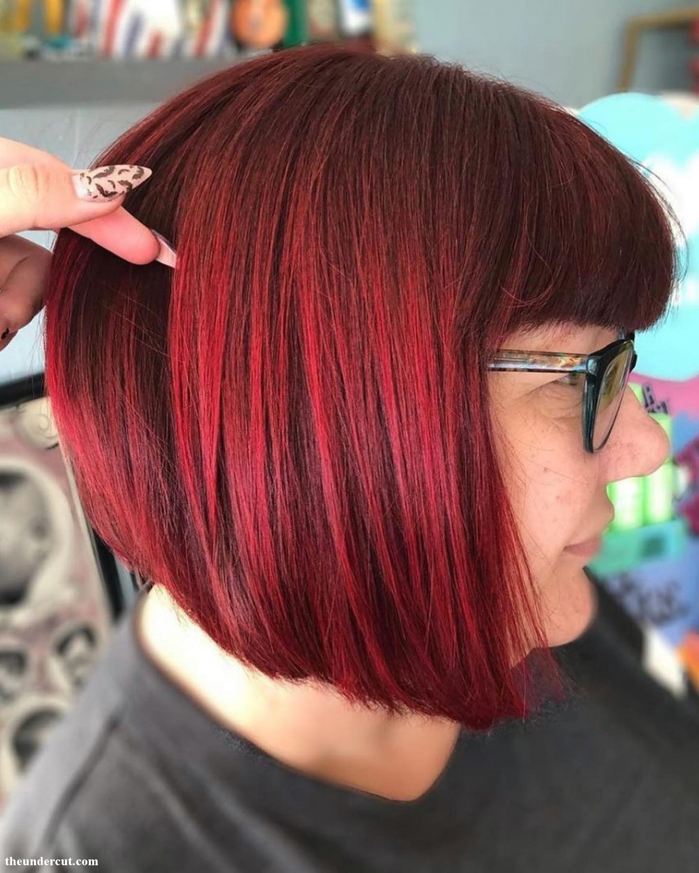 Bob With Bangs Red Hair