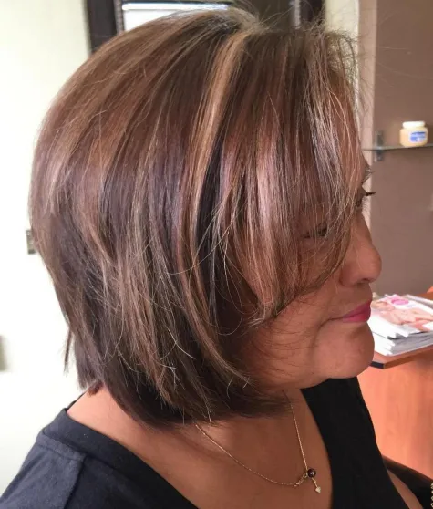 Brown Shoulder Length Hair for Over Sixty