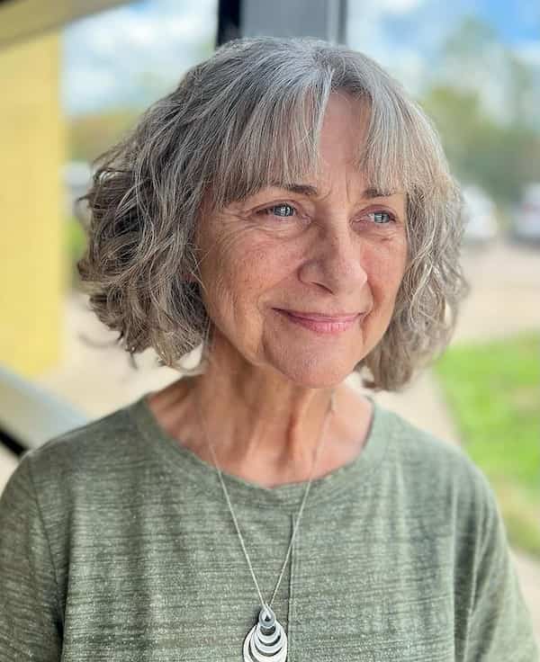 Curly Bob With Bangs