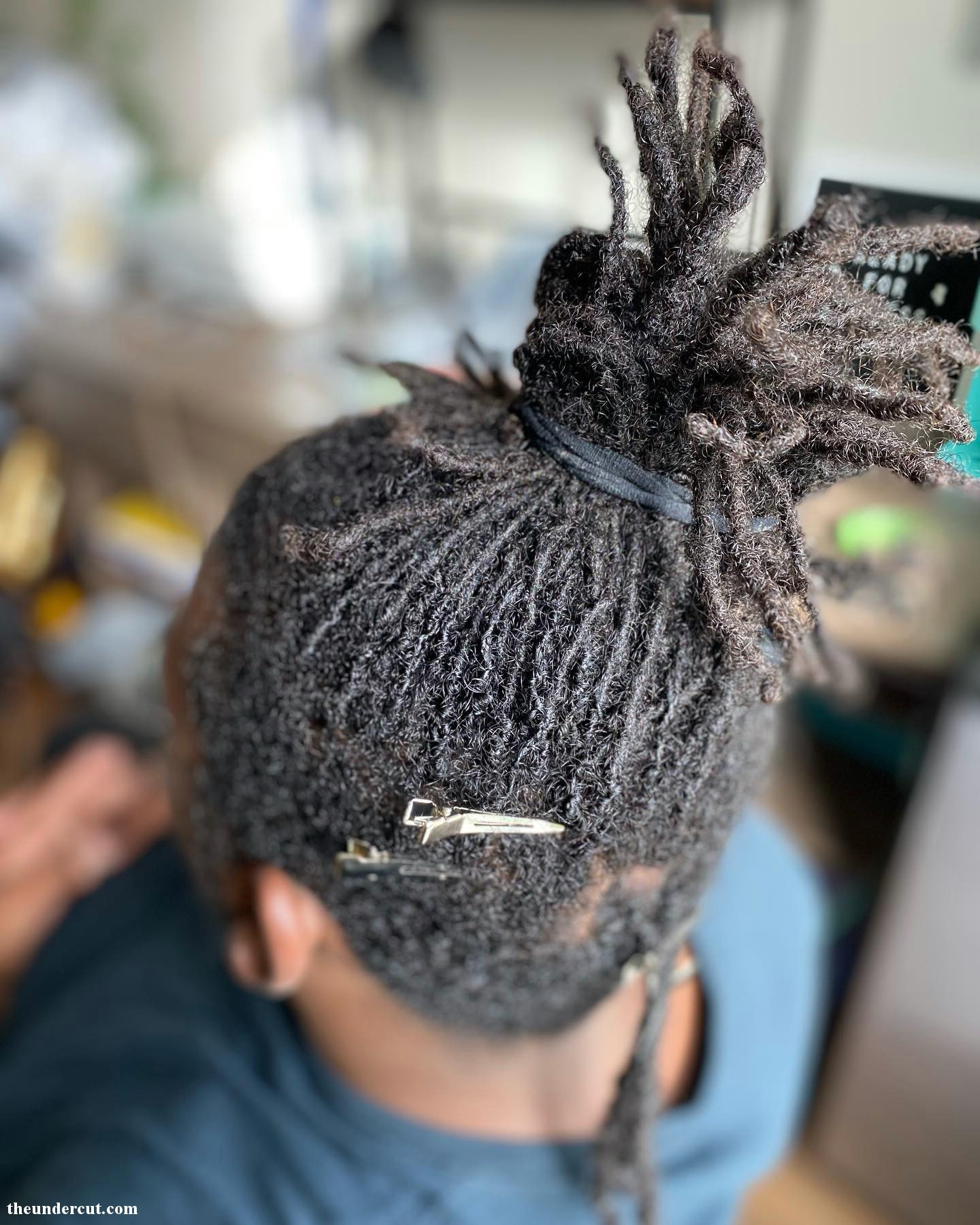 High Up Frizzy Bun Mens Braided Hair