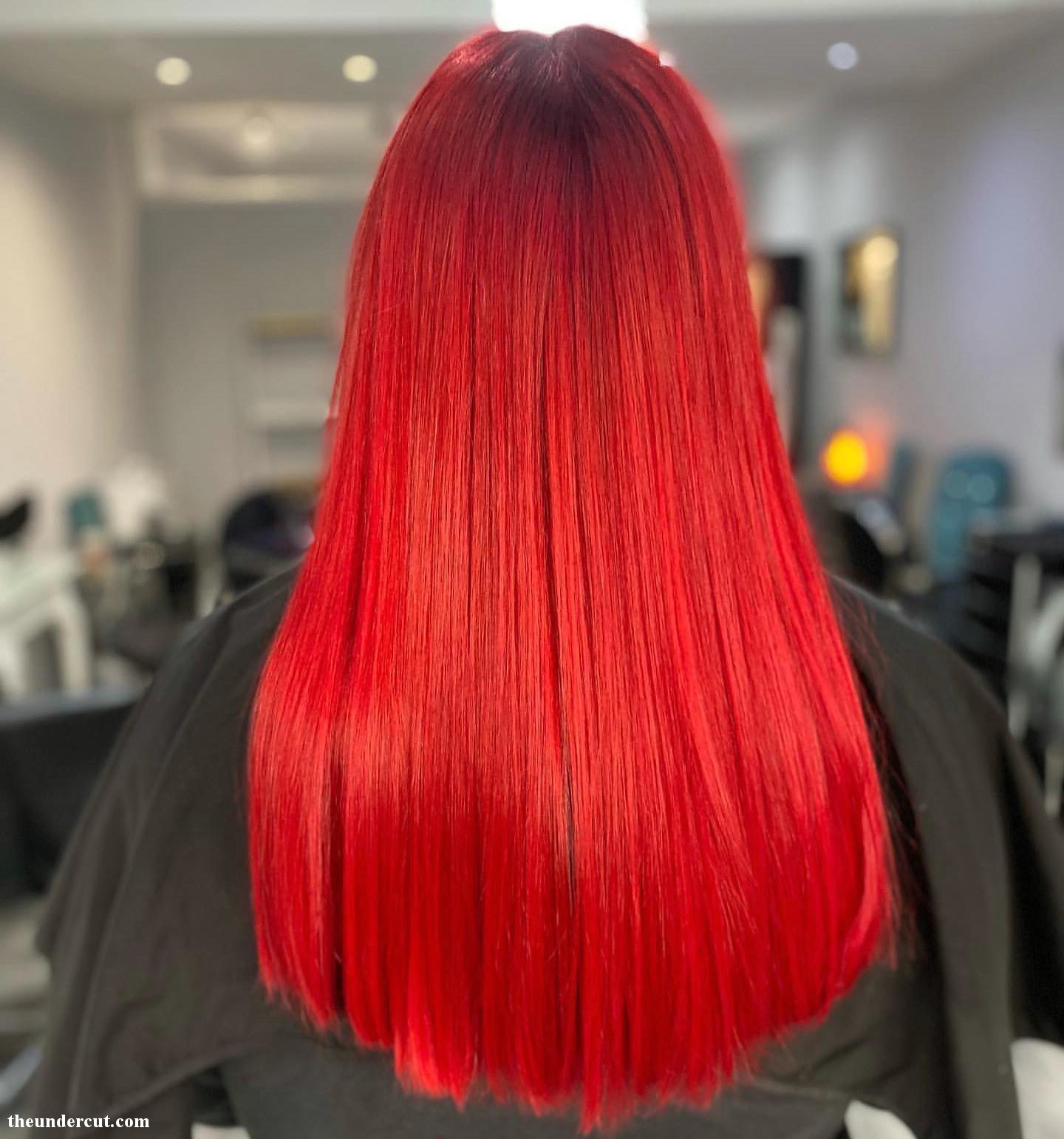 Hot Bright Red Hair Sleek Look