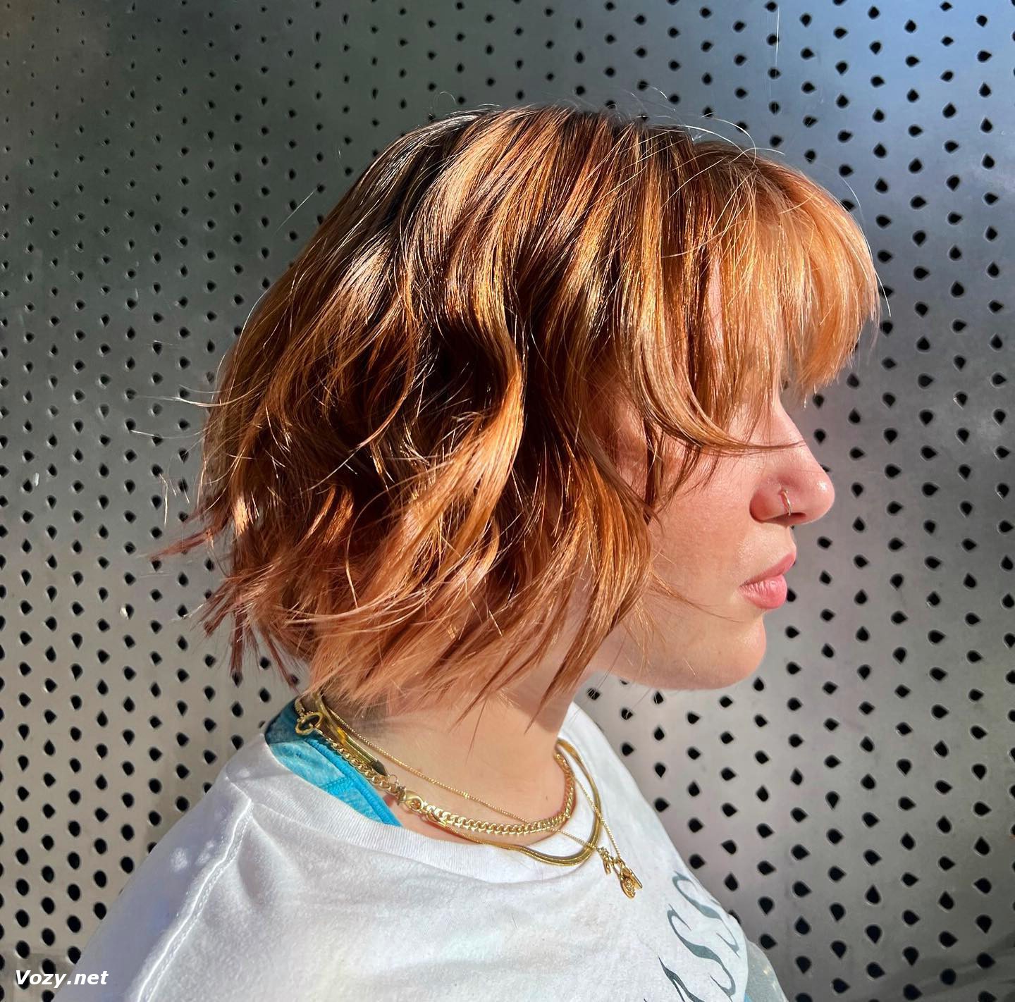 Hot Orange Razor Bob Haircut