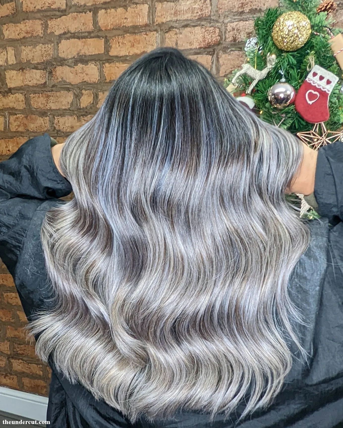 Long Gray Hair Blend Look