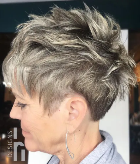 Messy Salt and Pepper Pixie