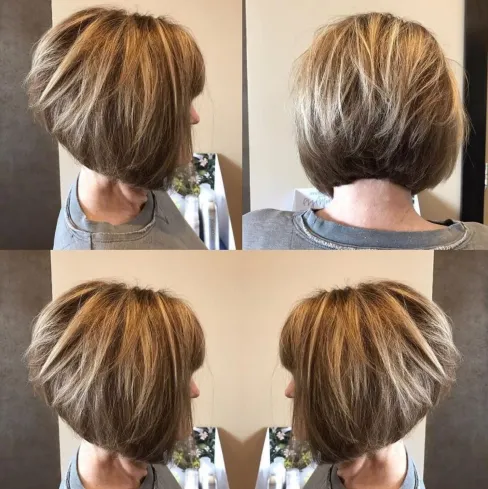 Rounded Stacked Bob with Bangs