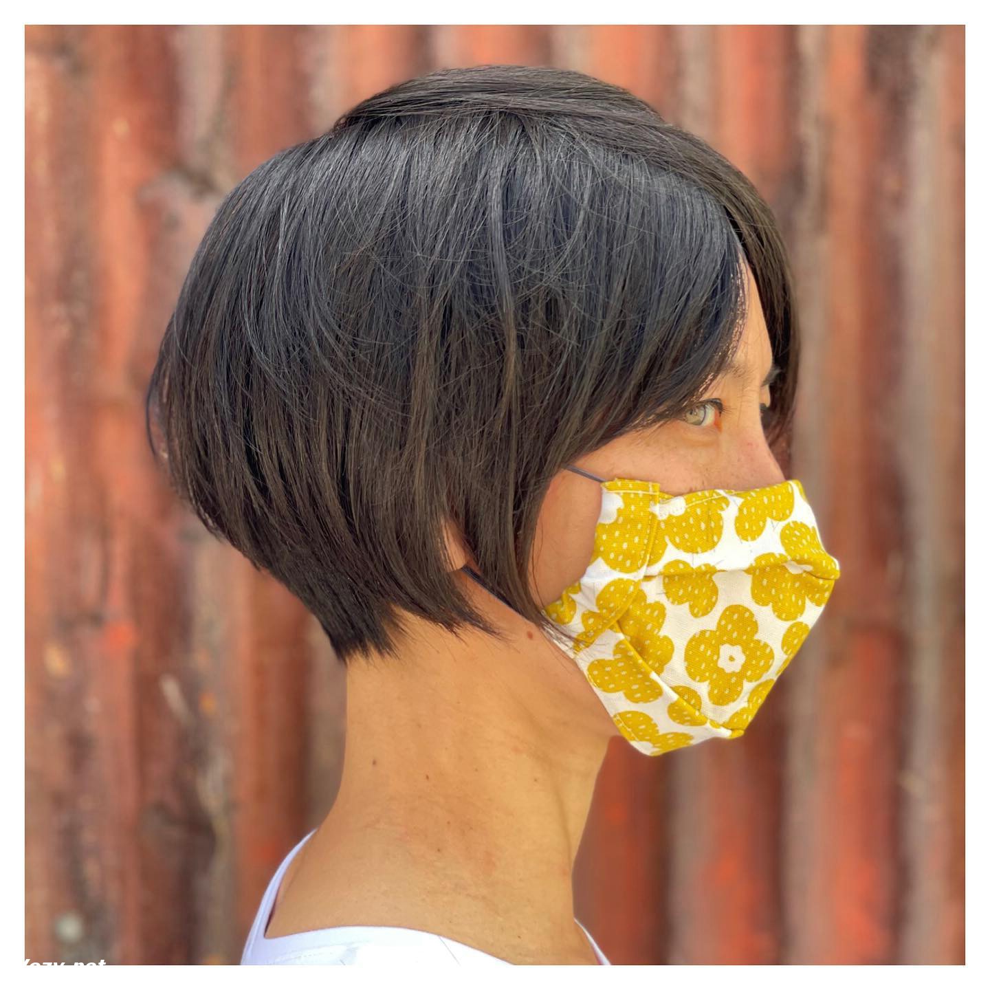 Short Brown Razor Bob Cut