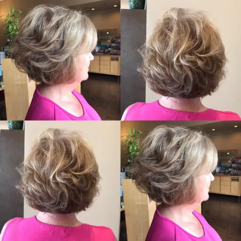 Short Layered Hairstyle with Balayage Highlights