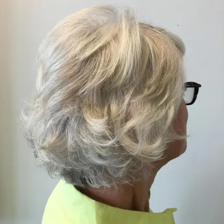 Shorter Feathered Haircut for Gray Hair
