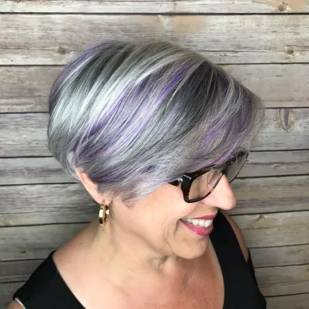 Silver Bob with Hint of Purple