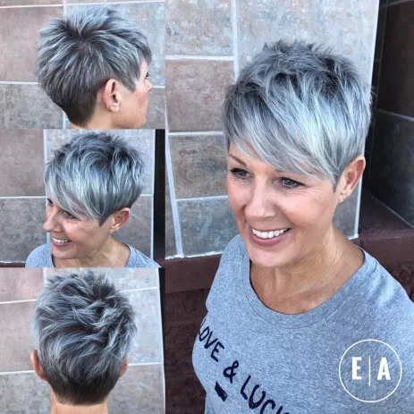 Spiky Gray Pixie Cut