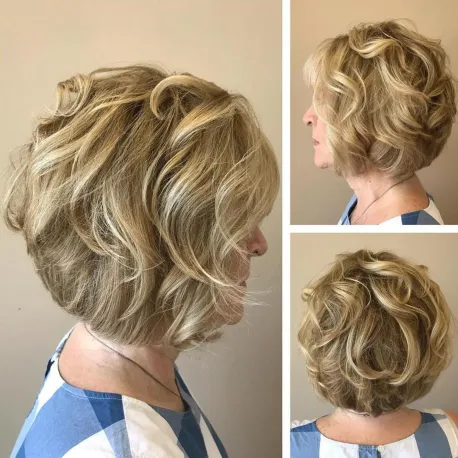 Sweet Curly Blonde Bob