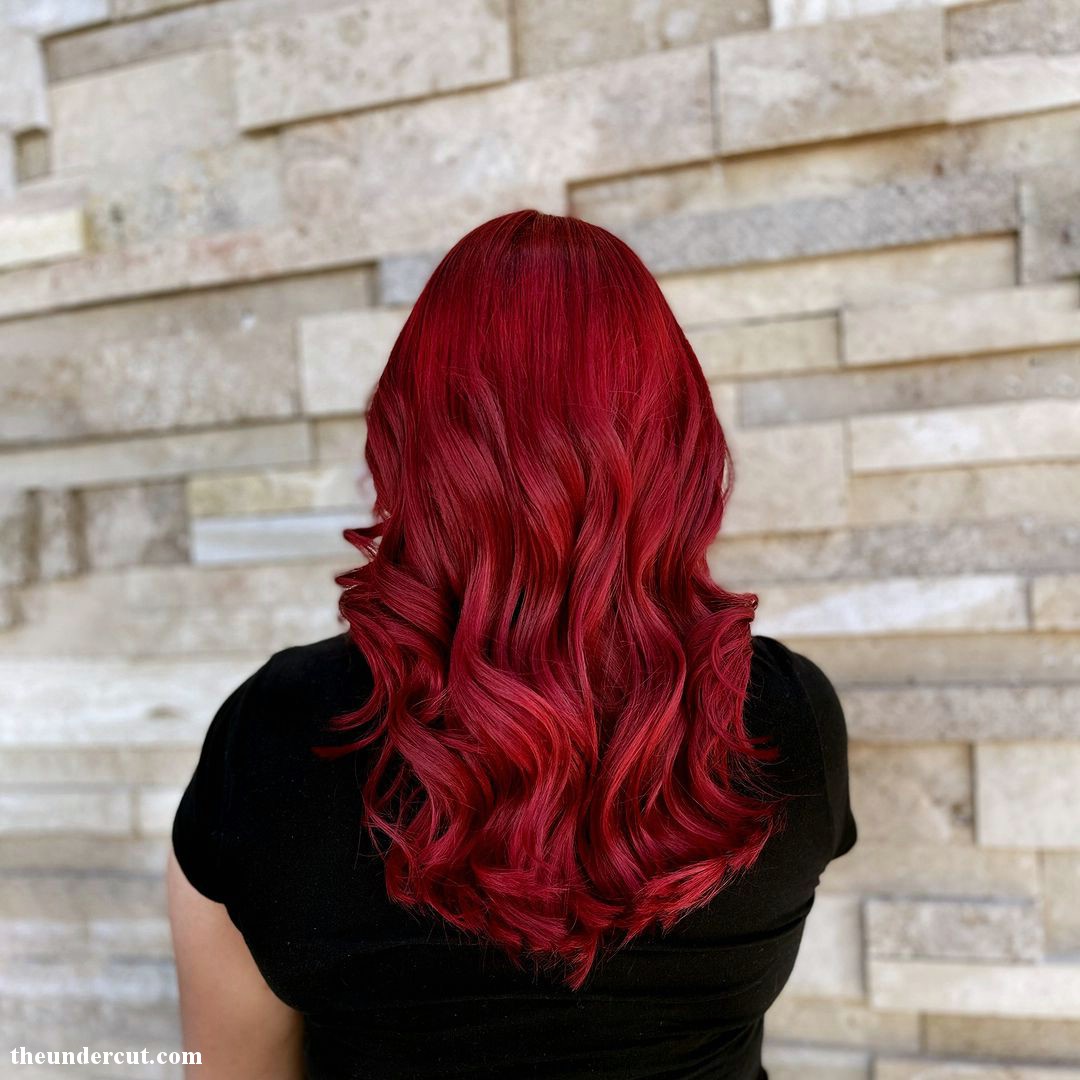 Voluminous Red Hair Look