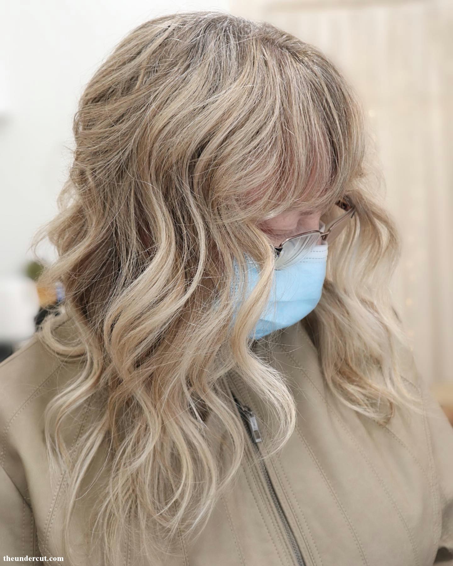 Wavy Blonde Gray Hair Blend Look