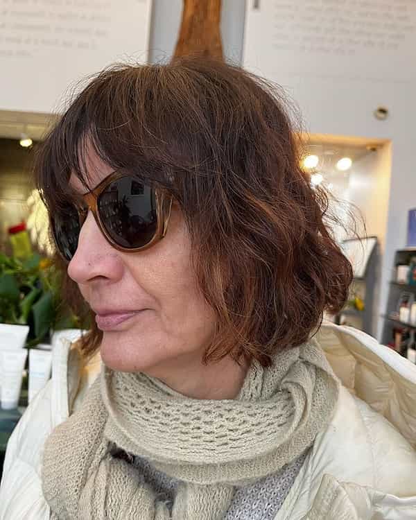 Wavy Curly French Bob With Fringes