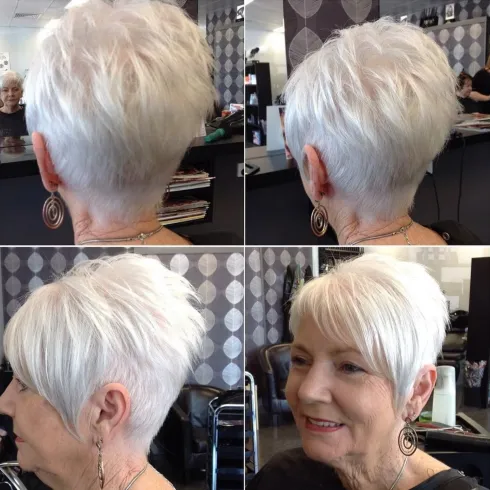 White Short Cut with Asymmetrical Bangs