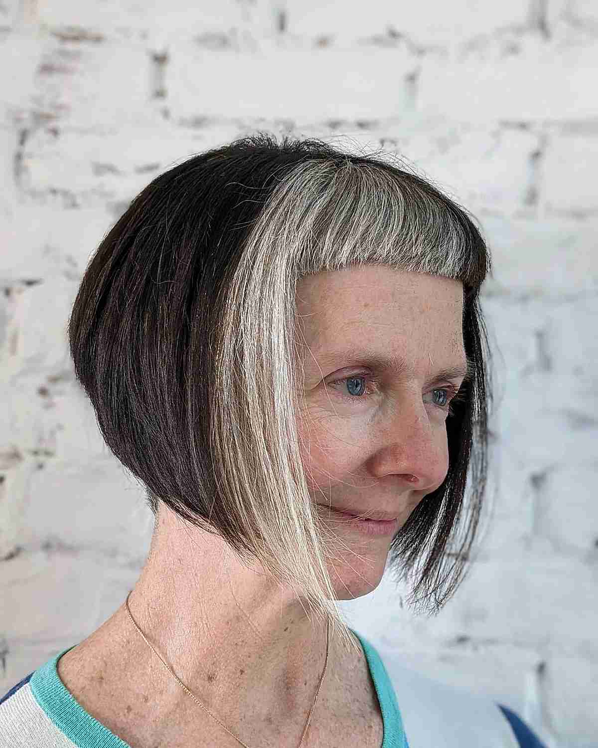 alternative bob with micro blunt bangs for old ladies