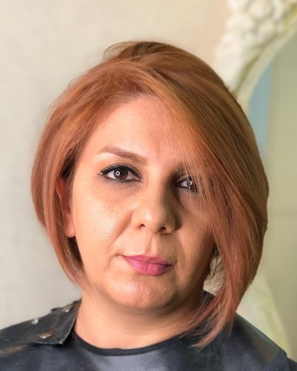 angled bob for older women with round faces