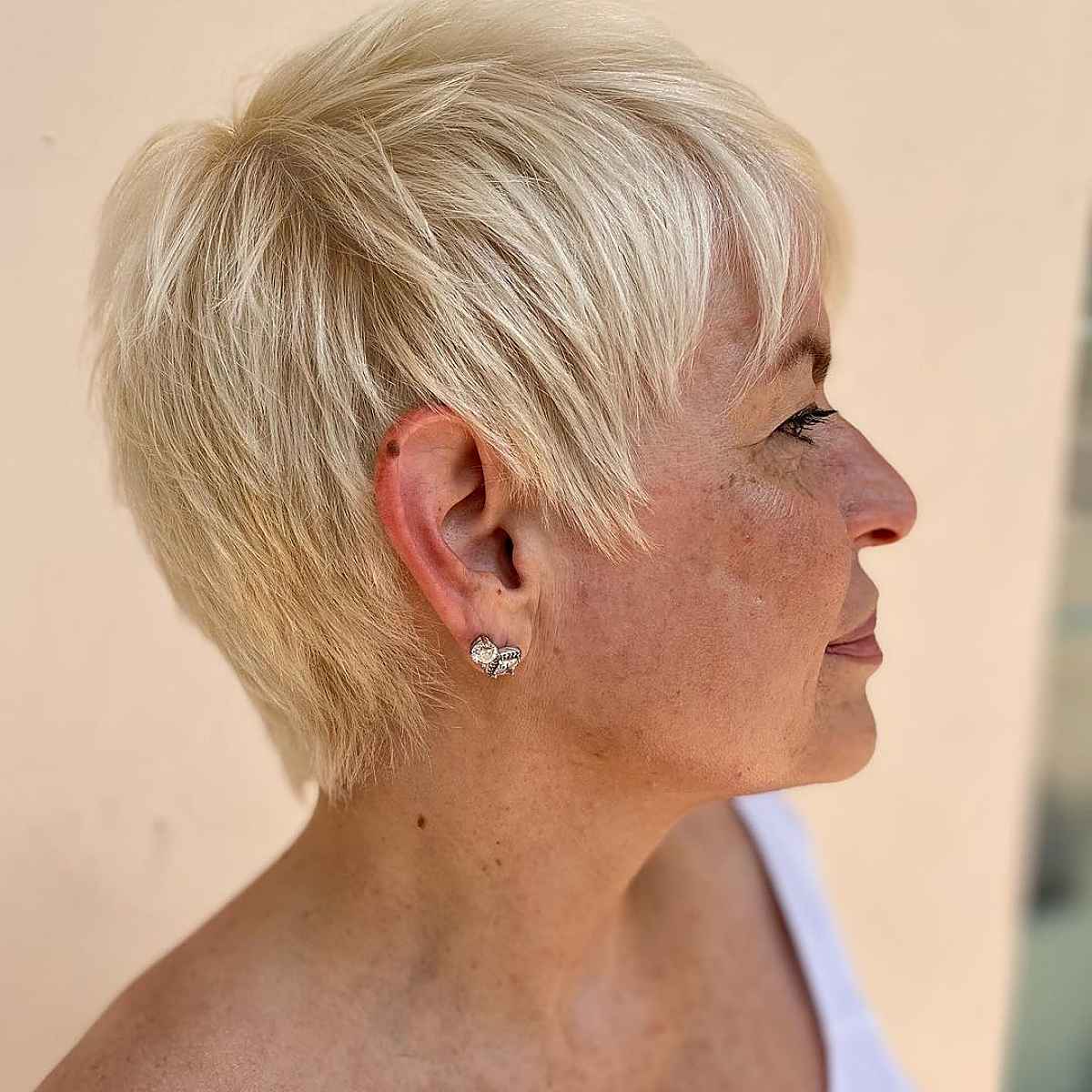 blonde younger looking pixie cut