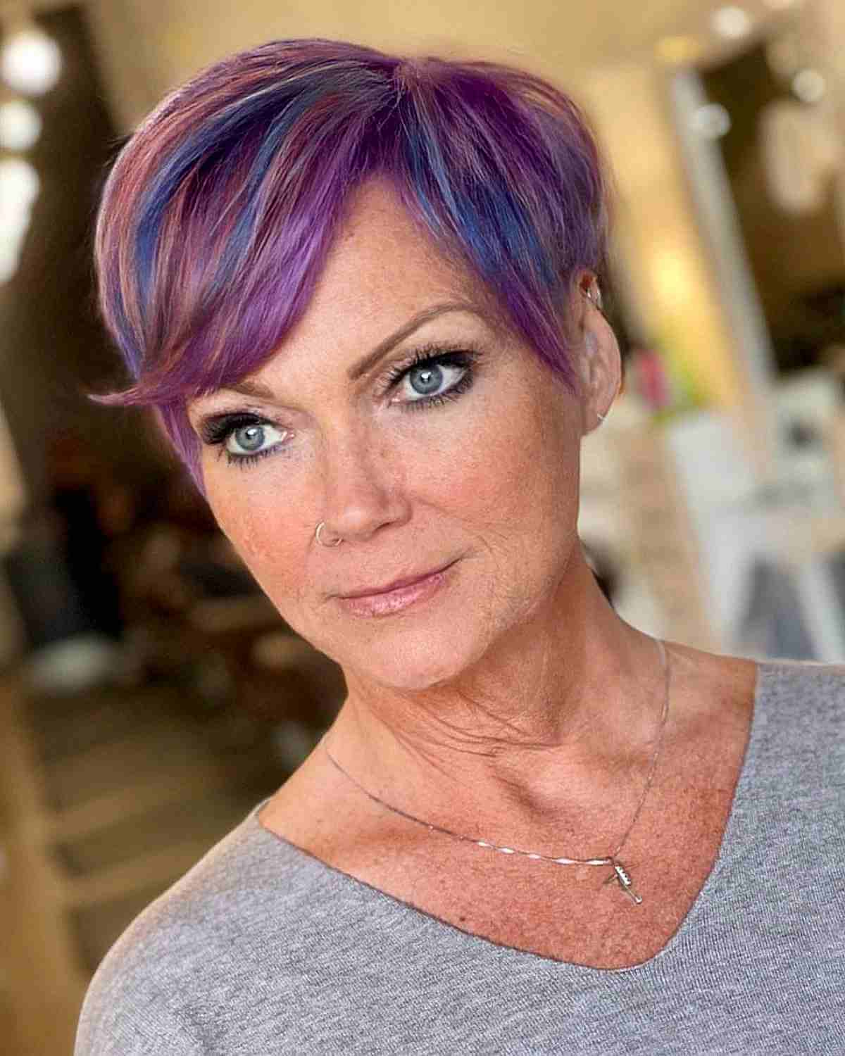 blue and purple pixie for women 50 and up