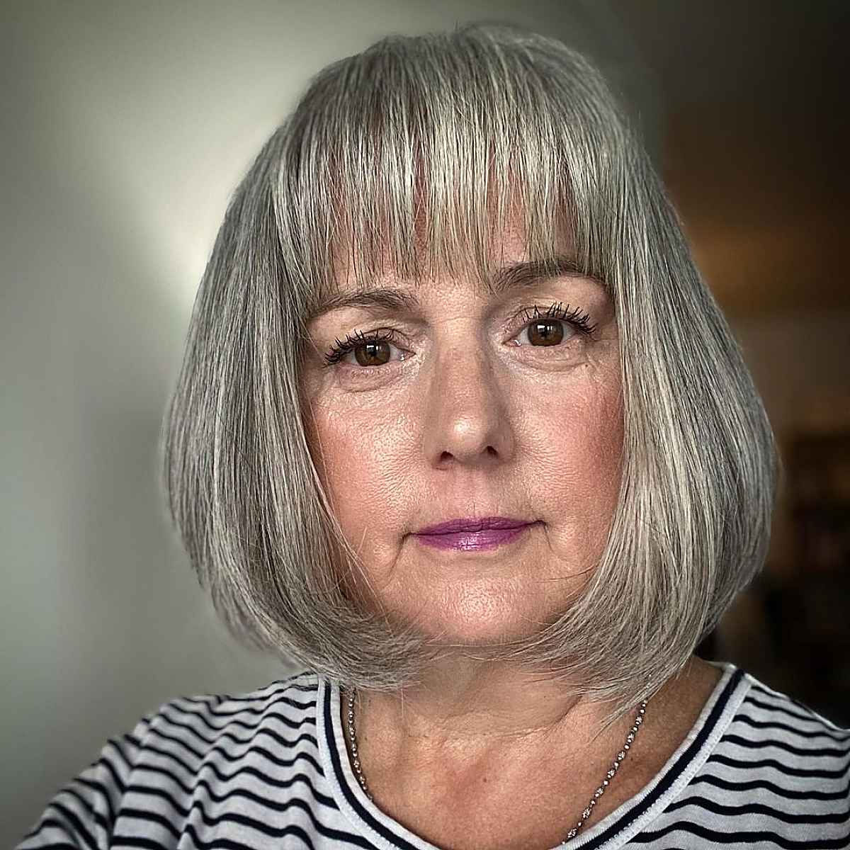 bob cut with bangs for women over 70