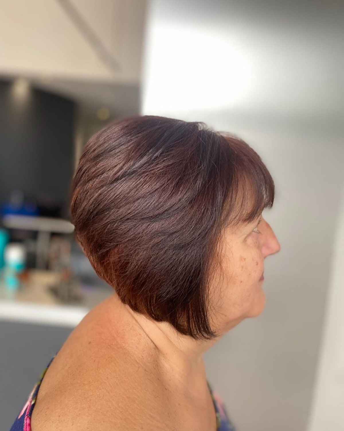 bob with blended layering for women over 60
