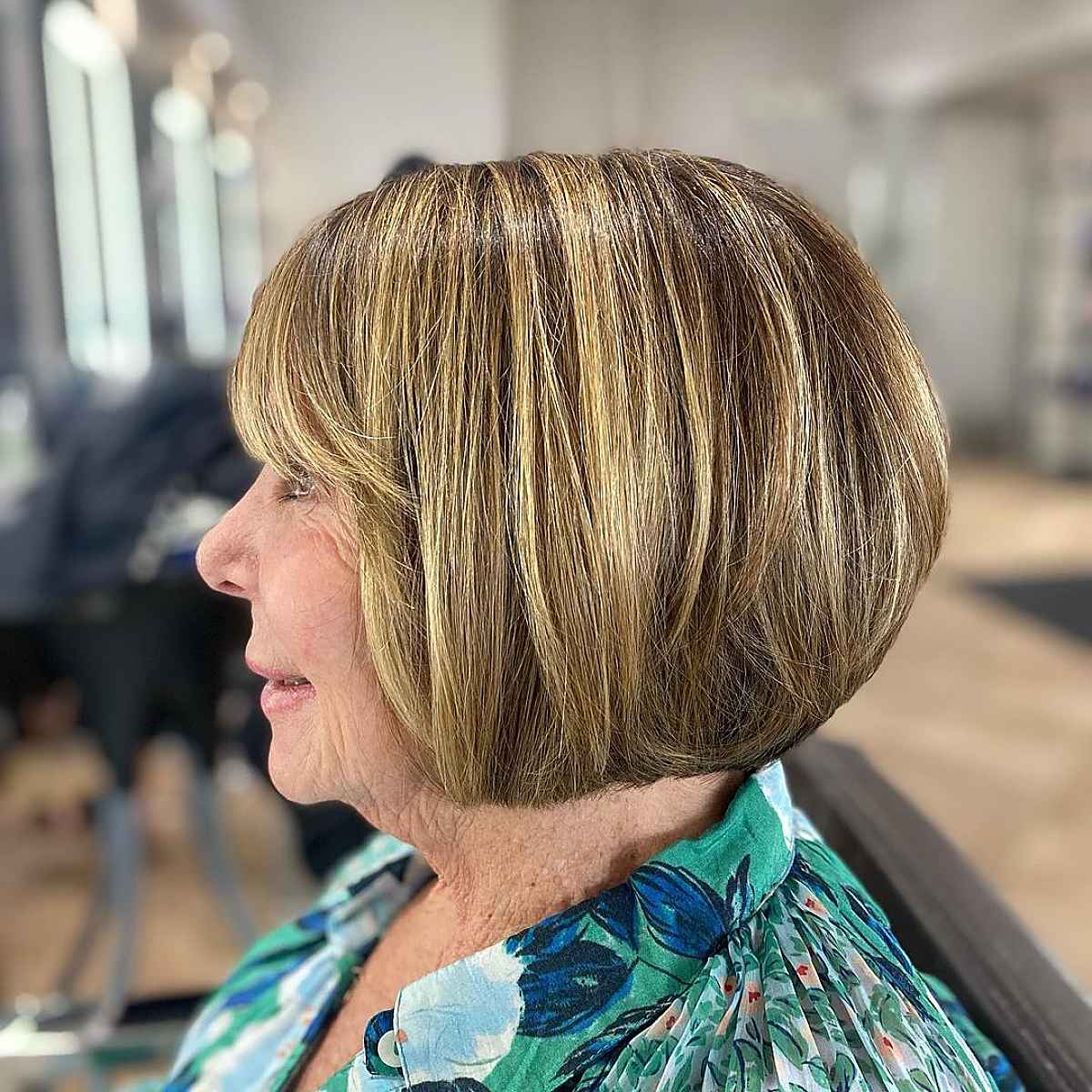 bob with highlights for ladies past seventy