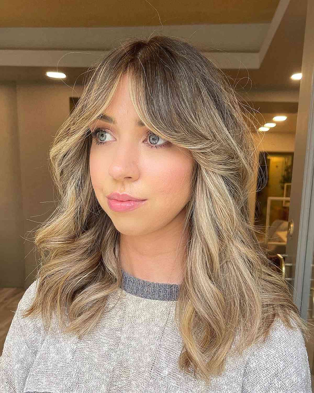 bronde layered long curtain fringe