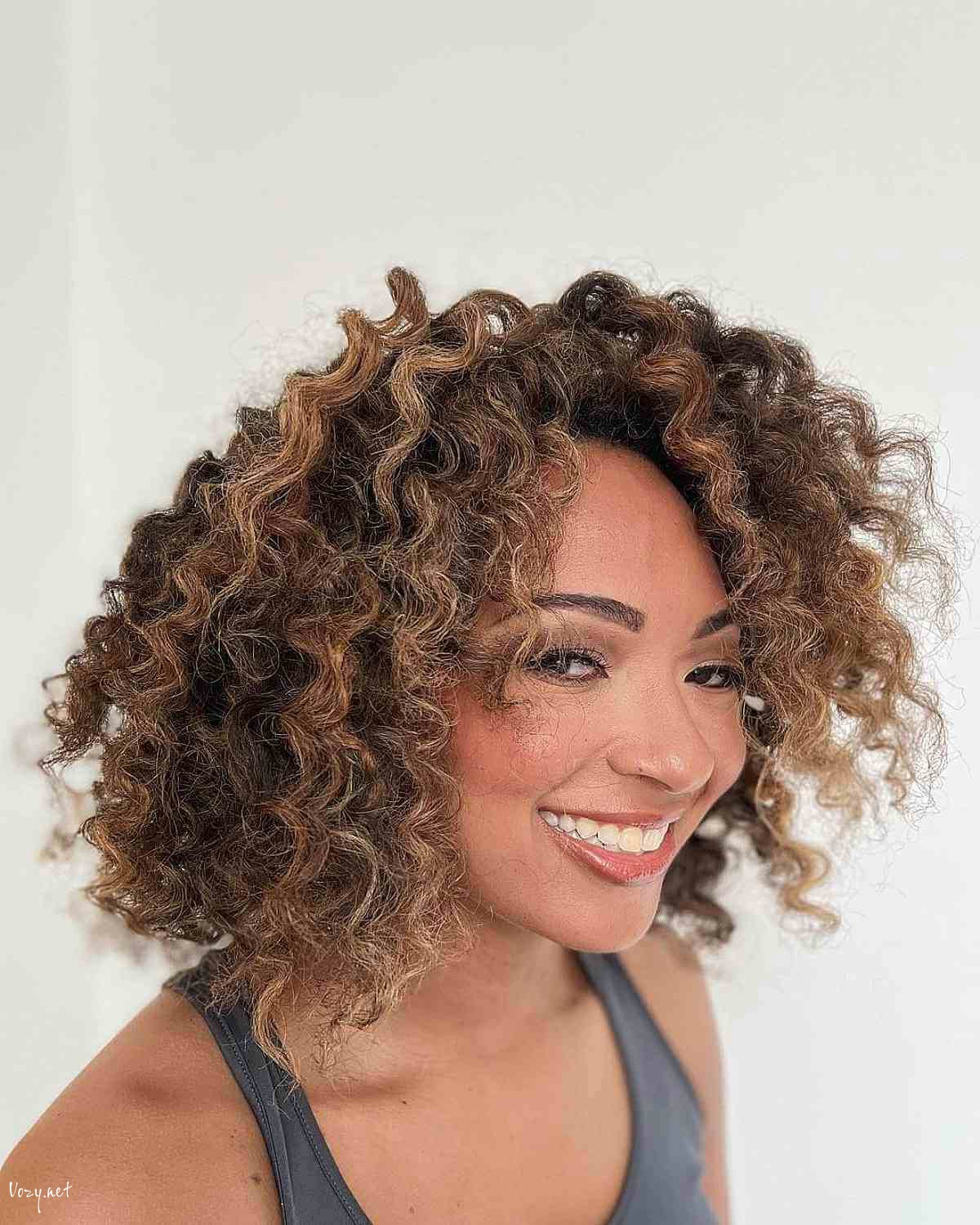 bronze balayage curls and layers