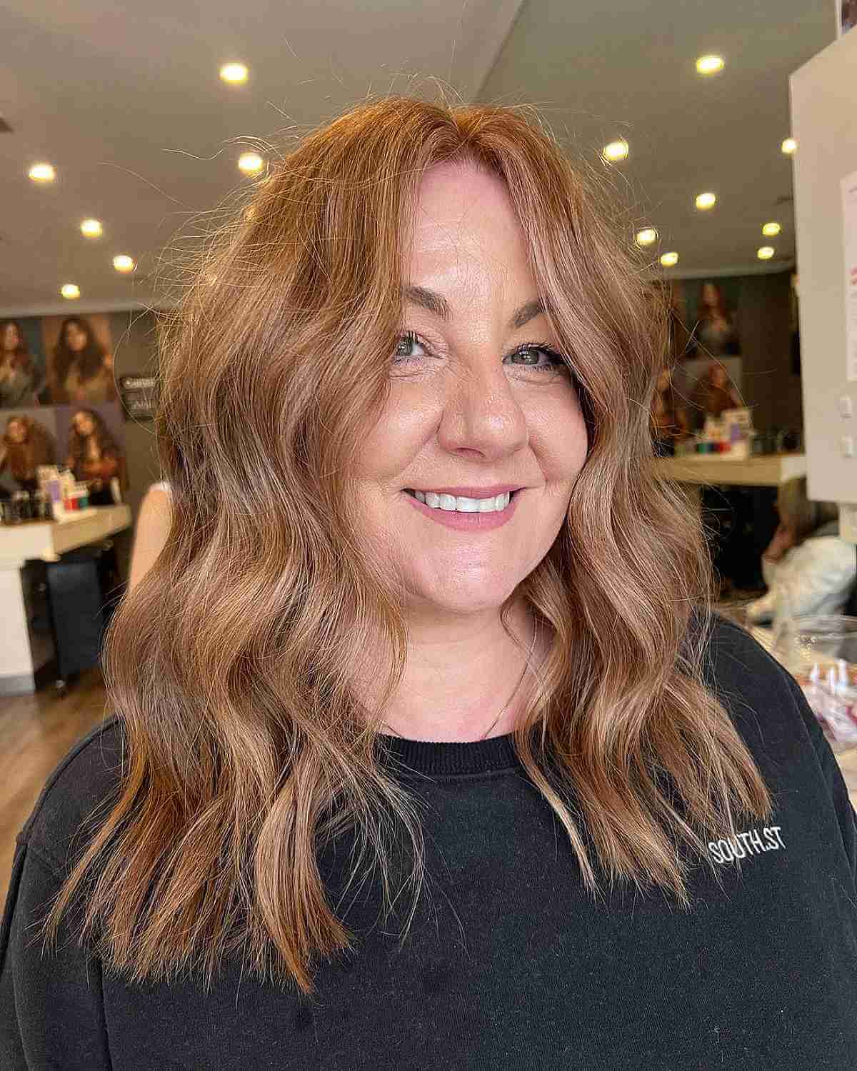 center part waves on copper hair for old ladies