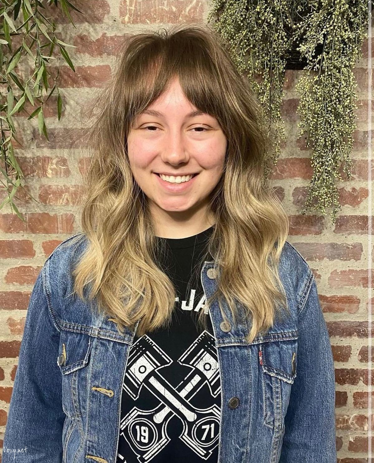 center parted bangs and long layers