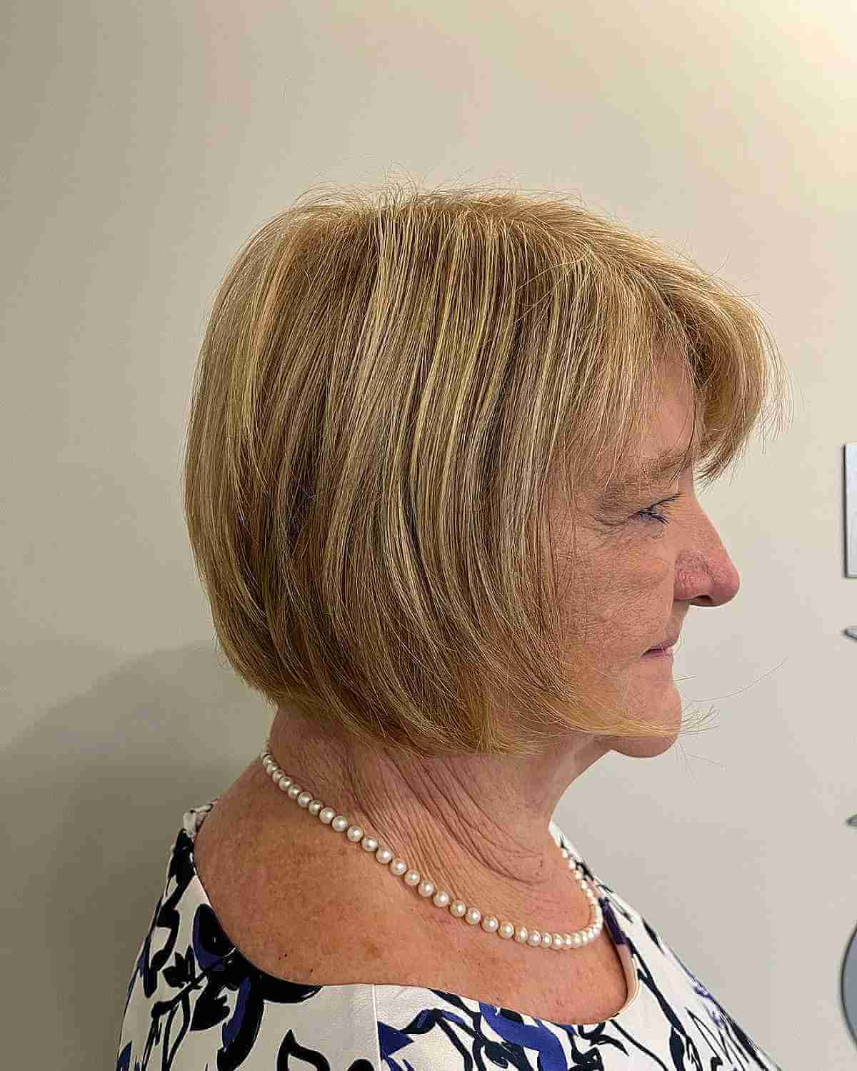 chin length classic bob cut for women in their 70s