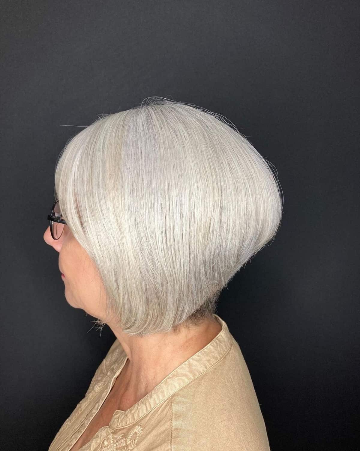 chin length graduated bob for women over 60