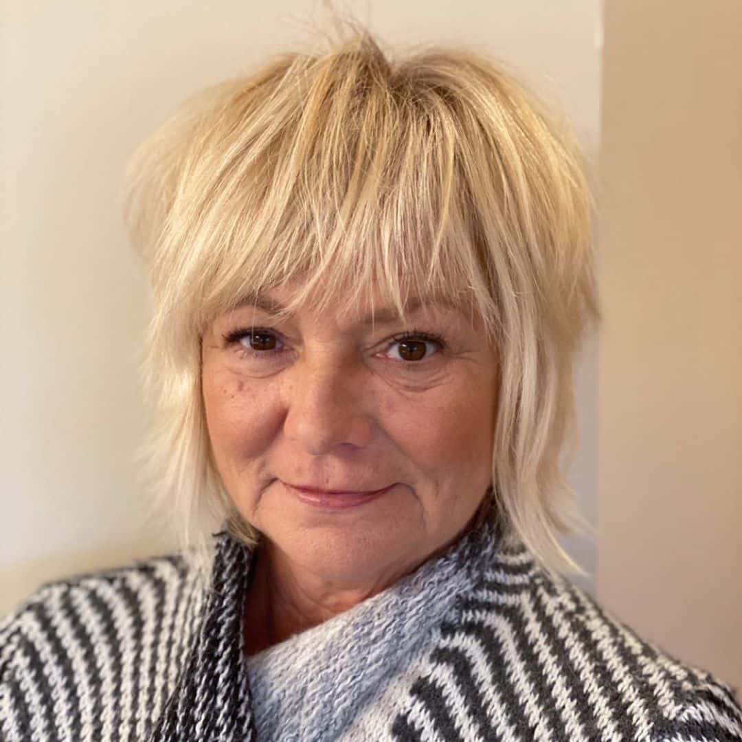 chin length shag with bangs for fine hair over 50