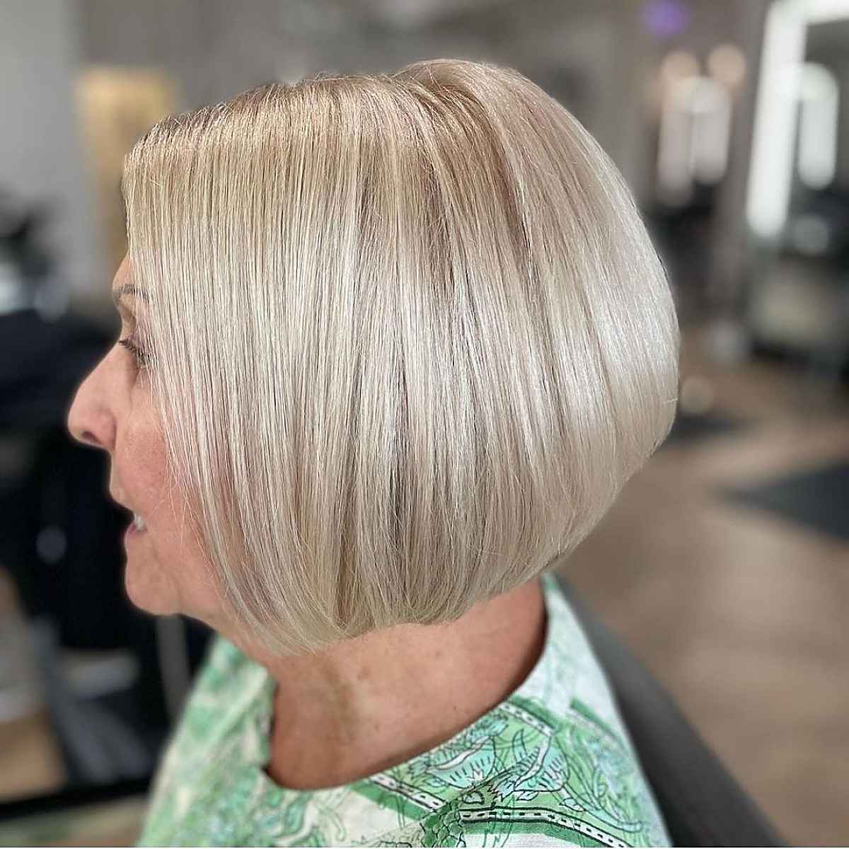 chin length stacked bob for ladies over 70