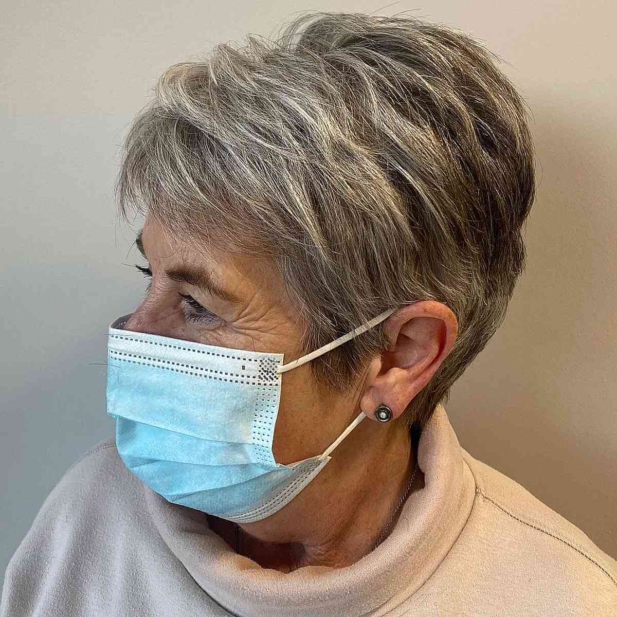 choppy pixie crop for grey hair for 70 year olds
