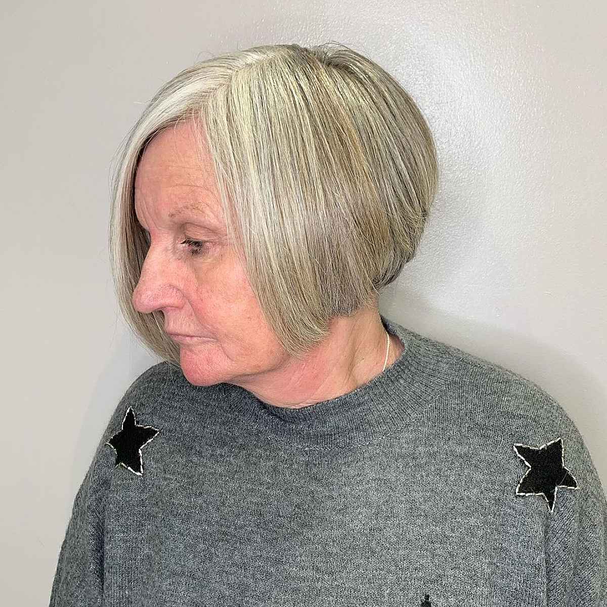 classic angled bob for fine hair for ladies in their 60s