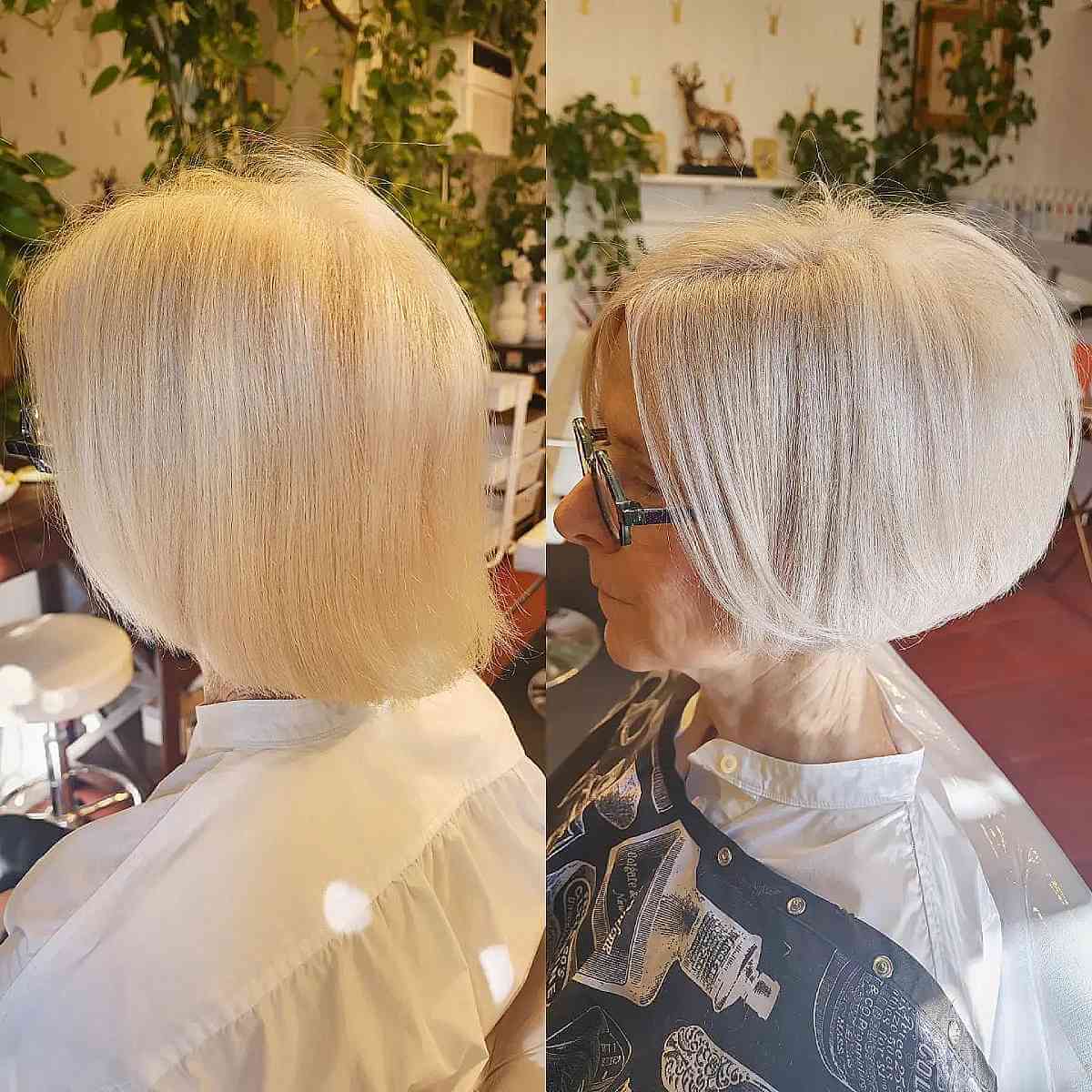 classic short bob with layers for women 60 and over